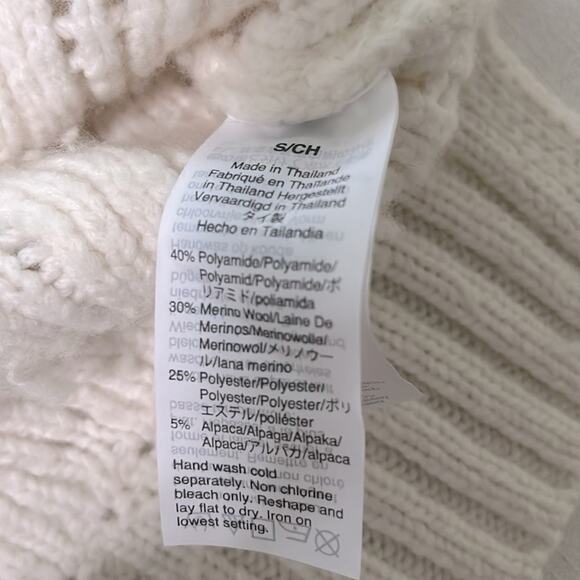 Madewell Pointelle Stitch-Mix Mockneck Merino wool blend Sweater S Antique Cream - Picture 8 of 13